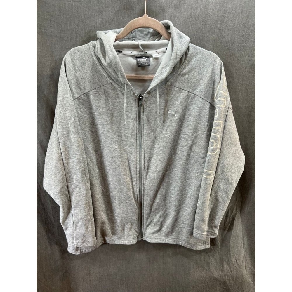 Puma Sweater Womens Extra Small Gray Full‎ Zip Long Sleeve Hoodie Ladies